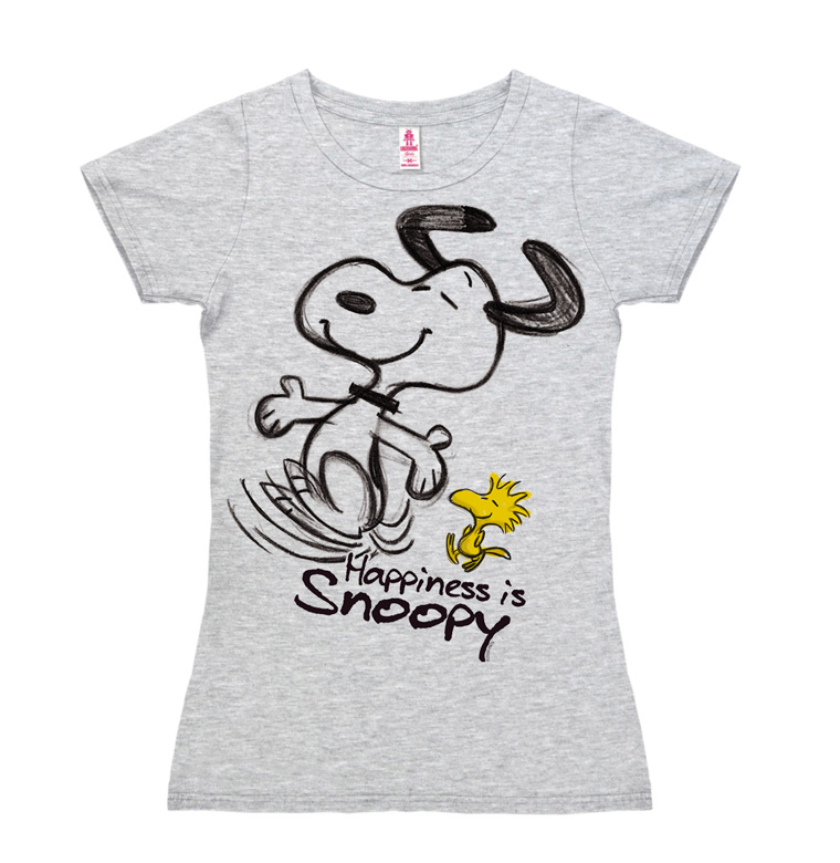 Peanuts - Happiness Is Snoopy - New Girls T-Shirt - grey melange