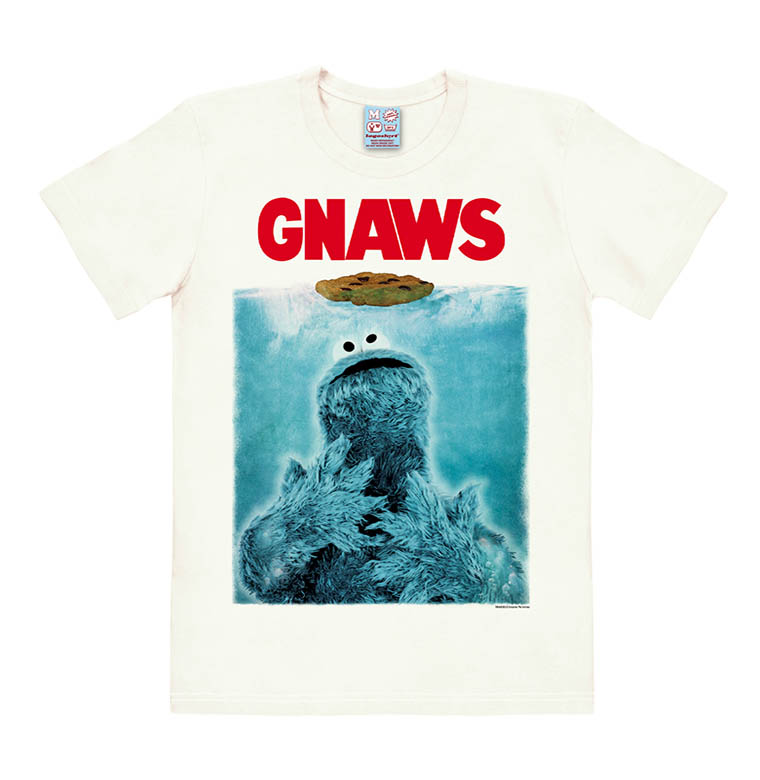 Sesame Street - Cookie Monster - GNAWS - T-Shirt Easyfit - almost white