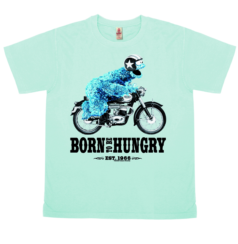 Sesame St. - Cookie Monster - Born To Be Hungry - T-Shirt Vintage Mens - stone light blue