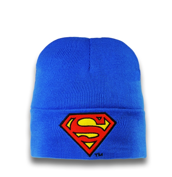DC - Superman - Logo - knitted hat embroidered Kids - azure blue
