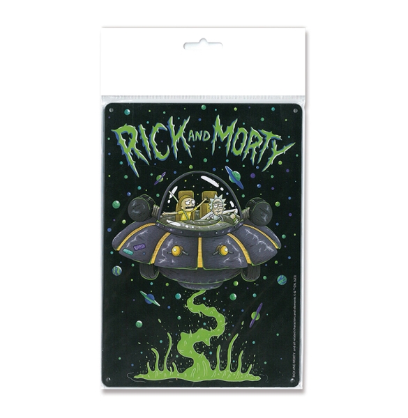 Rick & Morty - Spaceship - Blechschild A5